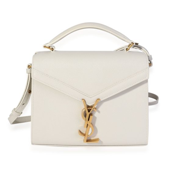 Saint Laurent Blanc Vintage Grain De Poudre Cassandra Mini Top Handle Bag - Picture 1 of 8